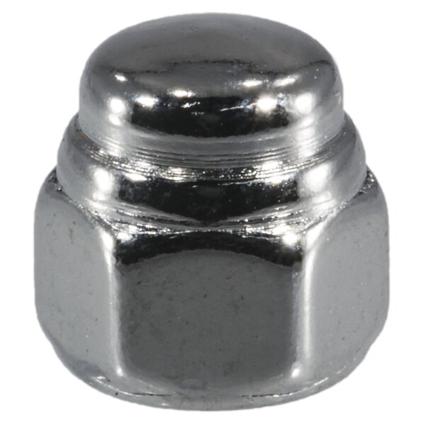 Midwest Fastener Flattened Head Cap Nut, #10-32, Steel, Chrome Plated, 10 PK 30168 - main